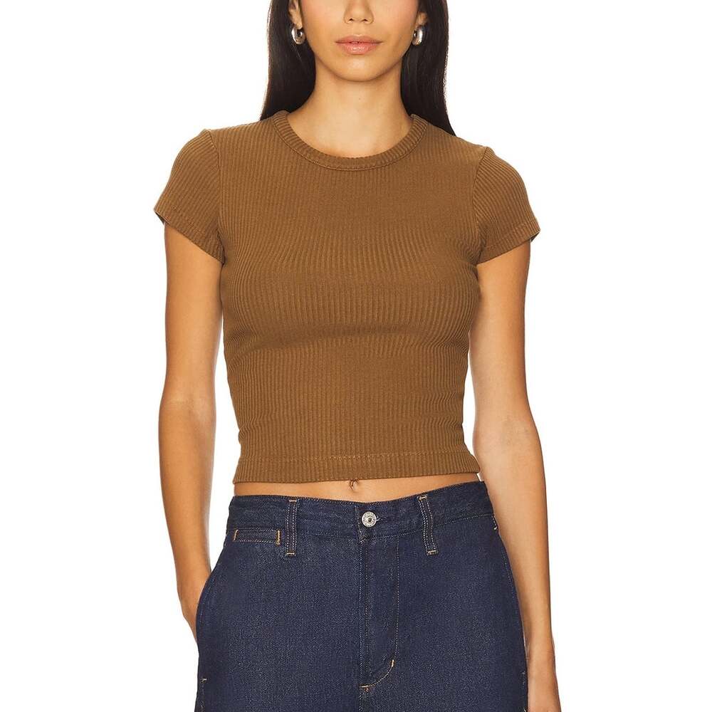 Citizens Of Humanity Ribbed Brown Nello T-Shirt Size S